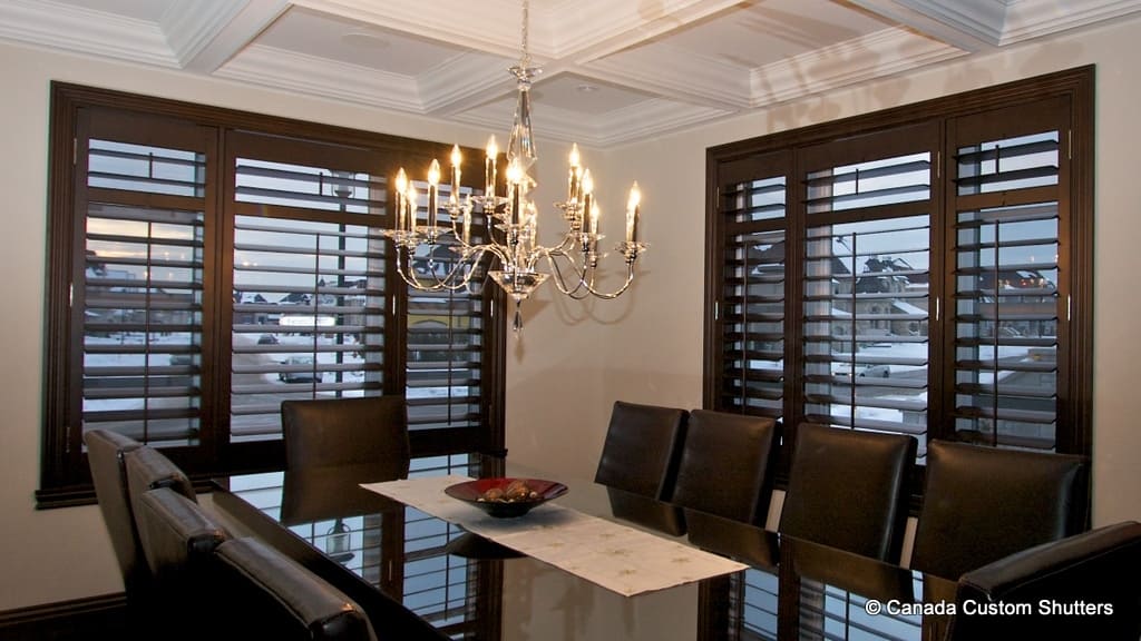 interior wood shutters in dining room