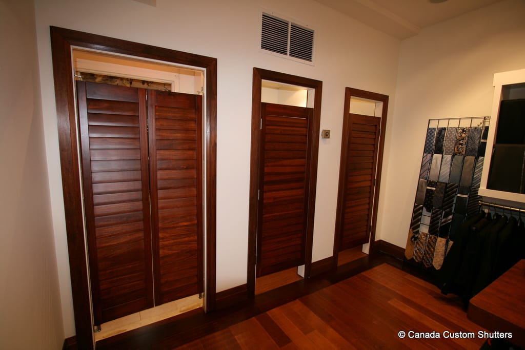 Louvered shutter doors for change rooms